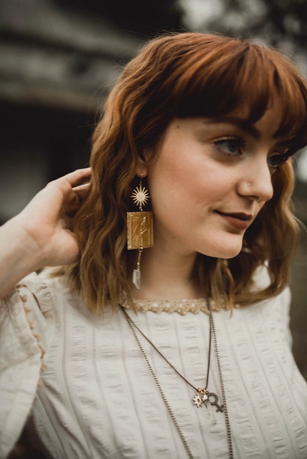 Sun God Earrings with Vintage Brass Egyptian Pharaoh Frieze, Suns, and Quartz Points | Etsy (US)