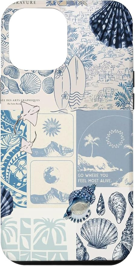 iPhone 13 Pro Max Coastal Granddaughter Collage Preppy Sea Shells Fish Case | Amazon (US)