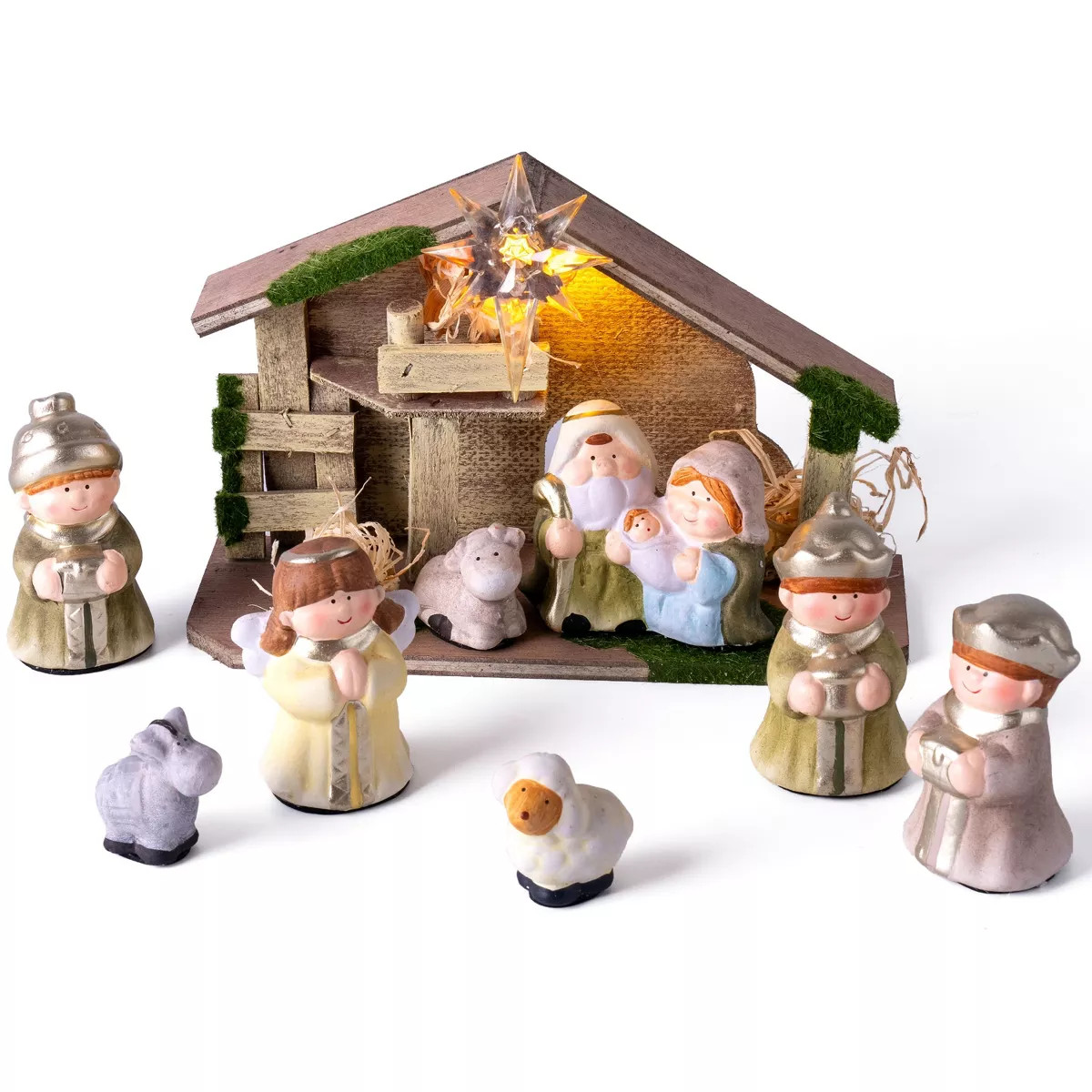 Joyfy 9pcs Christmas Story Nativity Set, Xmas Decorations Tabletop Playset Includes Manger and 8 ... | Target