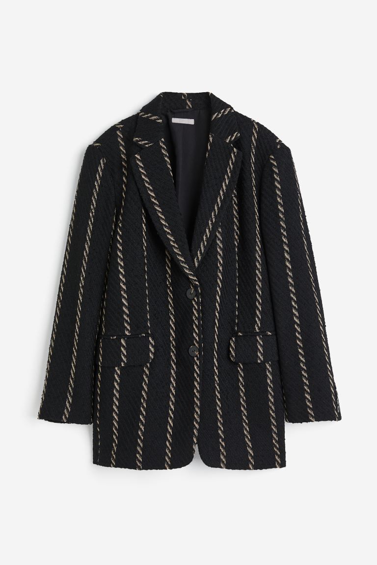 Oversized blazer - Black/Striped - Ladies | H&M GB | H&M (UK, MY, IN, SG, PH, TW, HK)