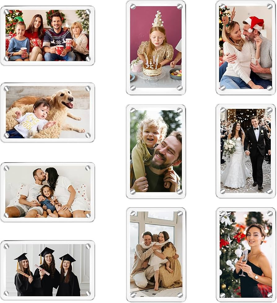 10 Pack Acrylic Magnetic Picture Frames for Refrigerator, Clear Mini Picture Frames for Instax Mi... | Amazon (US)