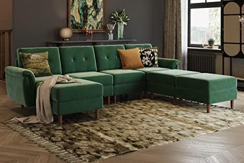 LINSY HOME Modular Sectional Sofa, Velvet Sectional Sofa Couch with Memory Foam, U Shape 7 Seat M... | Amazon (US)
