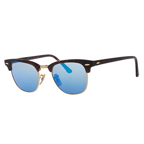 Ray-Ban CLUBMASTER - SAND HAVANA/GOLD Frame GREY MIRROR BLUE Lenses 49mm Non-Polarized | Amazon (US)