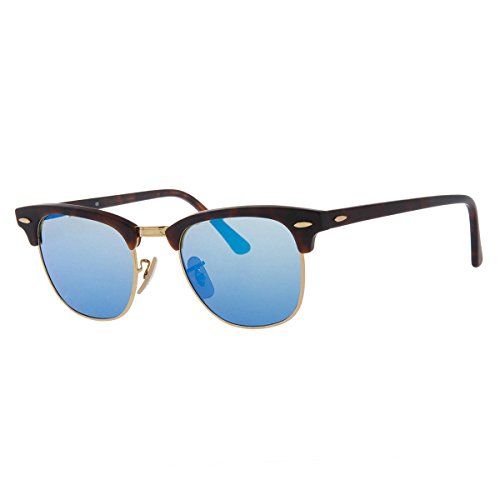 Ray-Ban CLUBMASTER - SAND HAVANA/GOLD Frame GREY MIRROR BLUE Lenses 49mm Non-Polarized | Amazon (US)