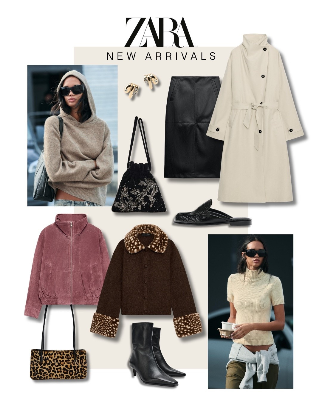 New Zara haul!! I went through some of my favorite new pieces from their new collection so you don’t have to! This animal print faux fur trim cardigan is so adorable and trending everywhere right now! Also see this cute pouch purse that’s perfect for any holiday outfit. I love Zara shoes and these black booties are a great staple. See everything below + a few more favorites