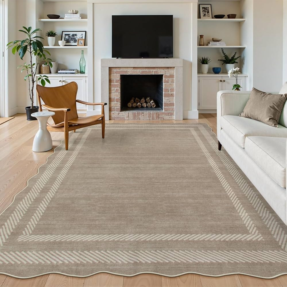 Lahome Scalloped Washable Rugs 8x10, Soft 8x10 Area Rugs for Living Room Bedroom, Modern Non-Slip... | Amazon (US)