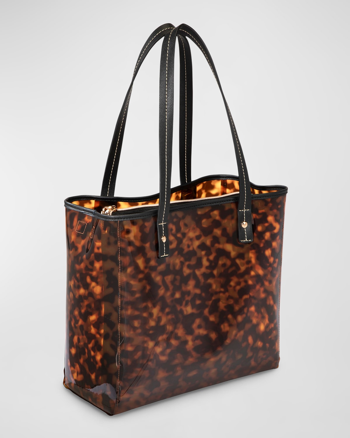 Miami Clearly Tortoise Piper Tote with Pouch | Neiman Marcus