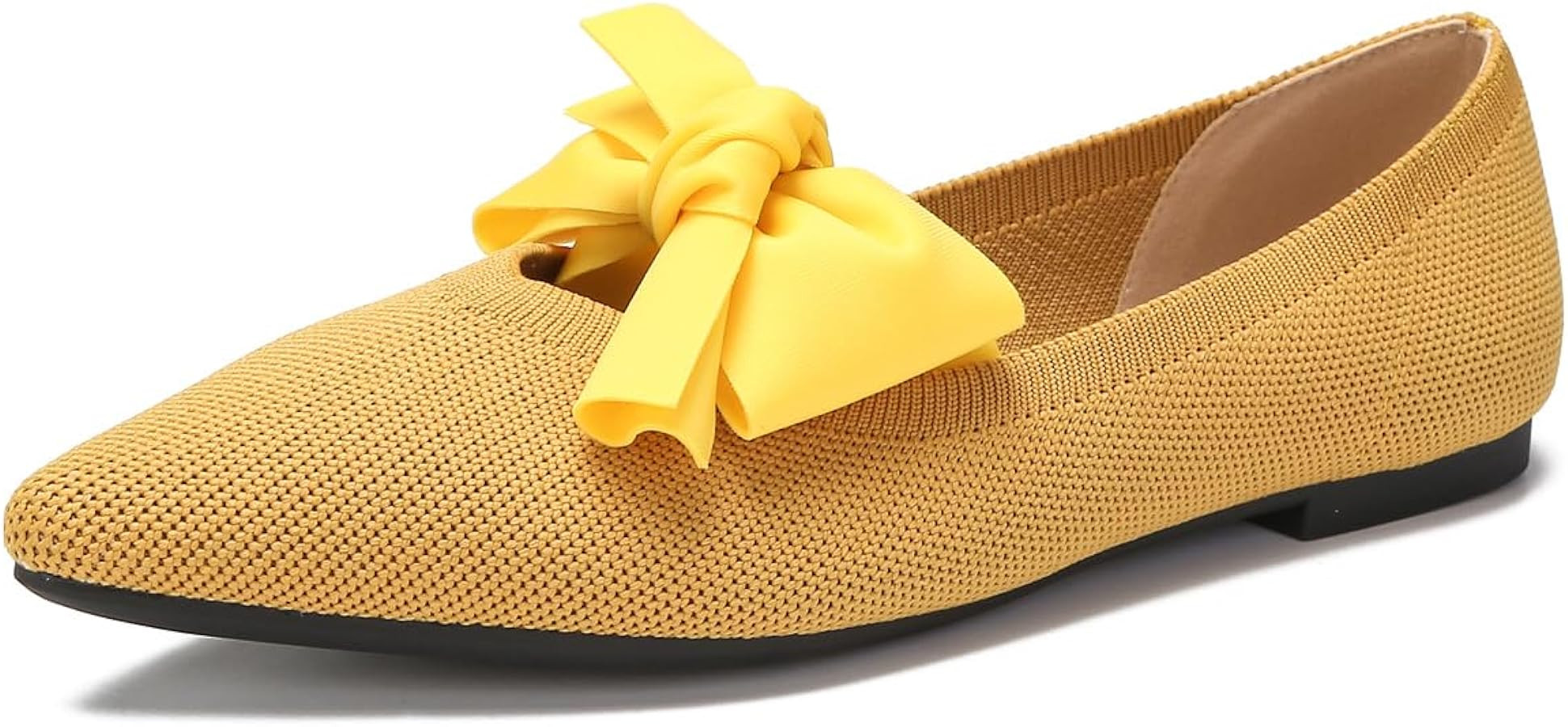 Deehuion Women's Breathable Mesh Knit Ballet Flats Bow Pointed Toe Comfortable Slip On Shoes | Amazon (US)