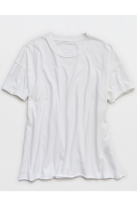Aerie Oversized Crew Boyfriend T-Shirt Women's Bright White XXS | Aerie