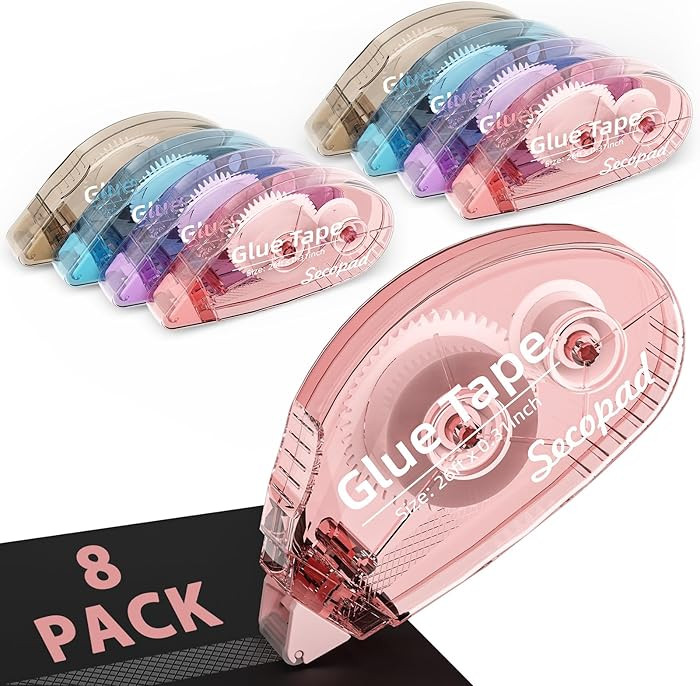 8 Pack Scrapbook Tape, Double Sided Tape for Crafts, Adhesive Glue Runner for Scrapbooking Journa... | Amazon (US)