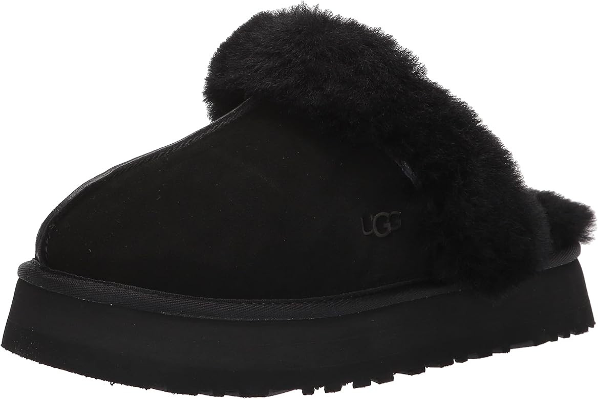 Amazon.com | UGG Women's DISQUETTE Slipper, Black, 6 | Slippers | Amazon (US)