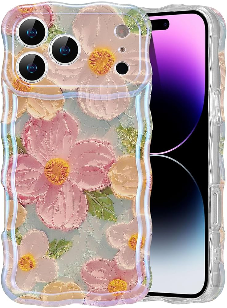 EYZUTAK Case for iPhone 17 Pro Max, Colorful Retro Oil Painting Printed Flower Laser Glossy Patte... | Amazon (US)