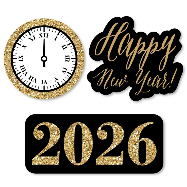 Big Dot of Happiness New Year's Eve - Gold - DIY Shaped 2026 New Years Eve Party Cut-Outs - 24 Co... | Walmart (US)