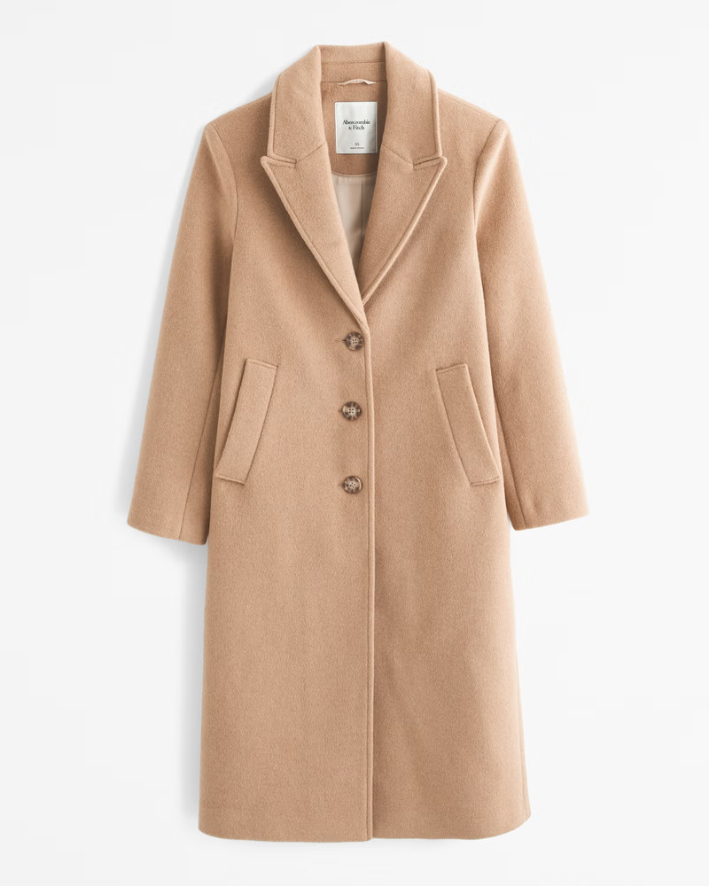 Wool-Blend Tailored Topcoat | Abercrombie & Fitch (US)