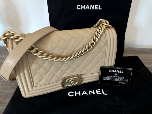 CHANEL New Classic Medium Boy Bag Quilted Caviar Flap | eBay US