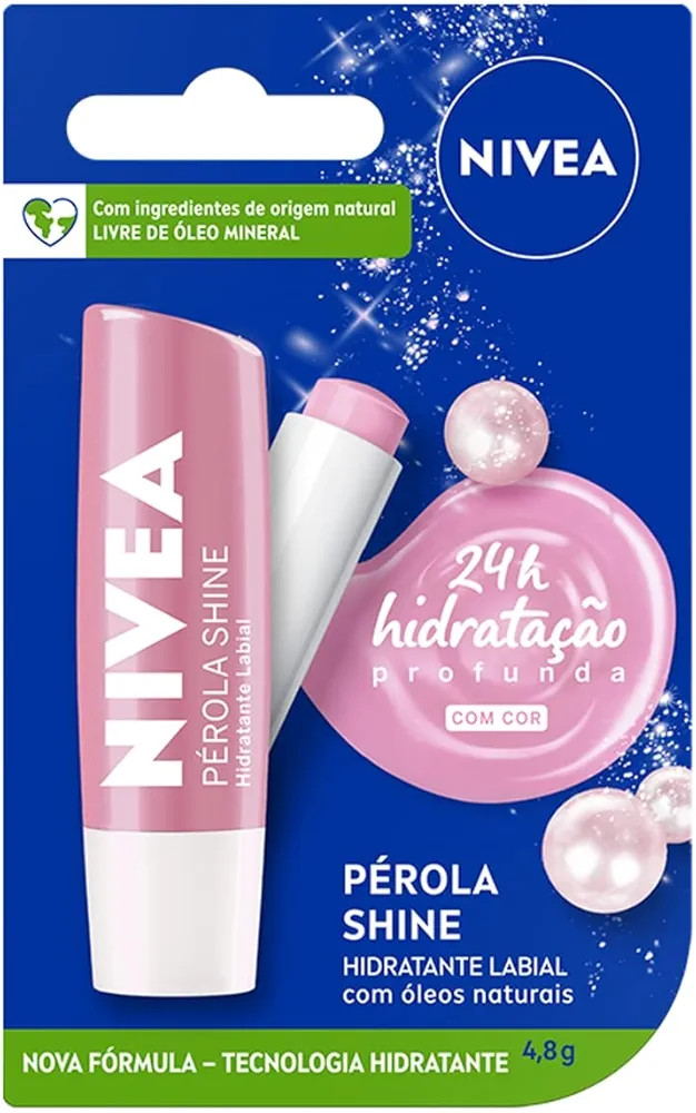 NIVEA Hidratante Labial Pérola Shine 4,8 g - Hidratação prolongada para seus lábios, tem um d... | Amazon (BR)