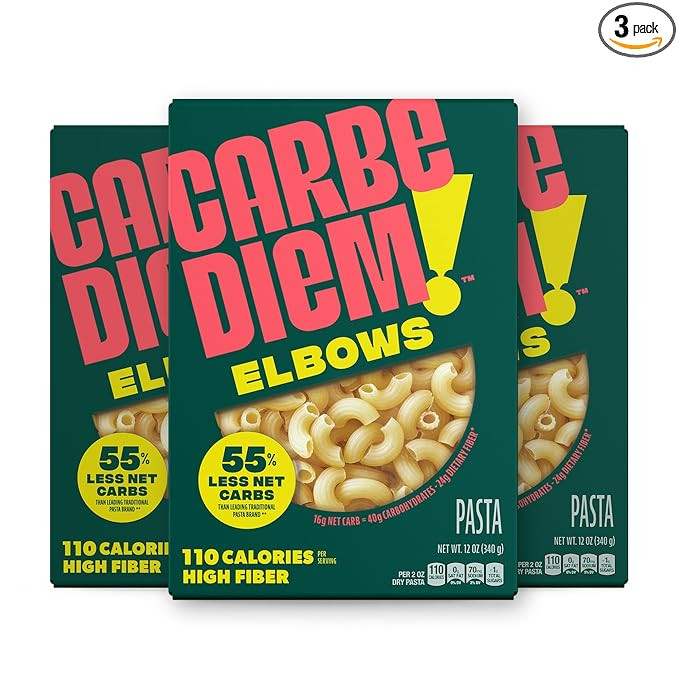 Carbe Diem!, Elbows, Lower Net Carb Pasta with Traditional Flavor & Texture, 8 grams of Protein, ... | Amazon (US)