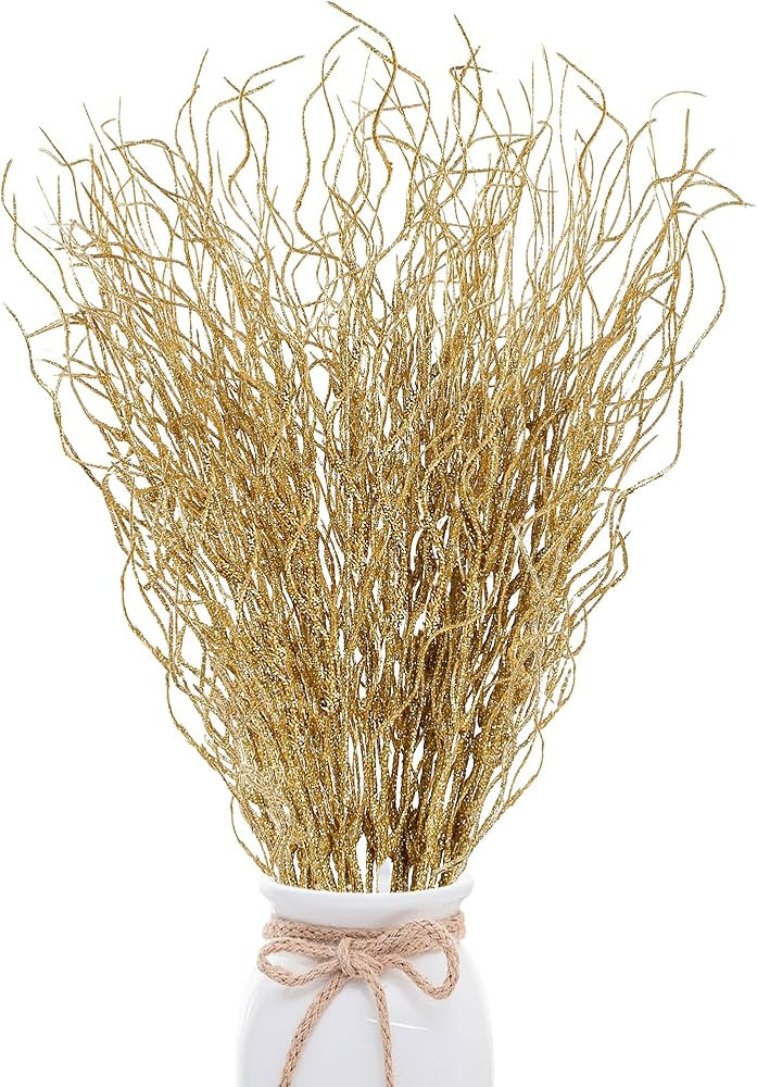 Sggvecsy 50 Pcs Artificial Glitter Stem Ornaments 18 Inches Fake Christmas Picks Decorative Glitt... | Amazon (US)