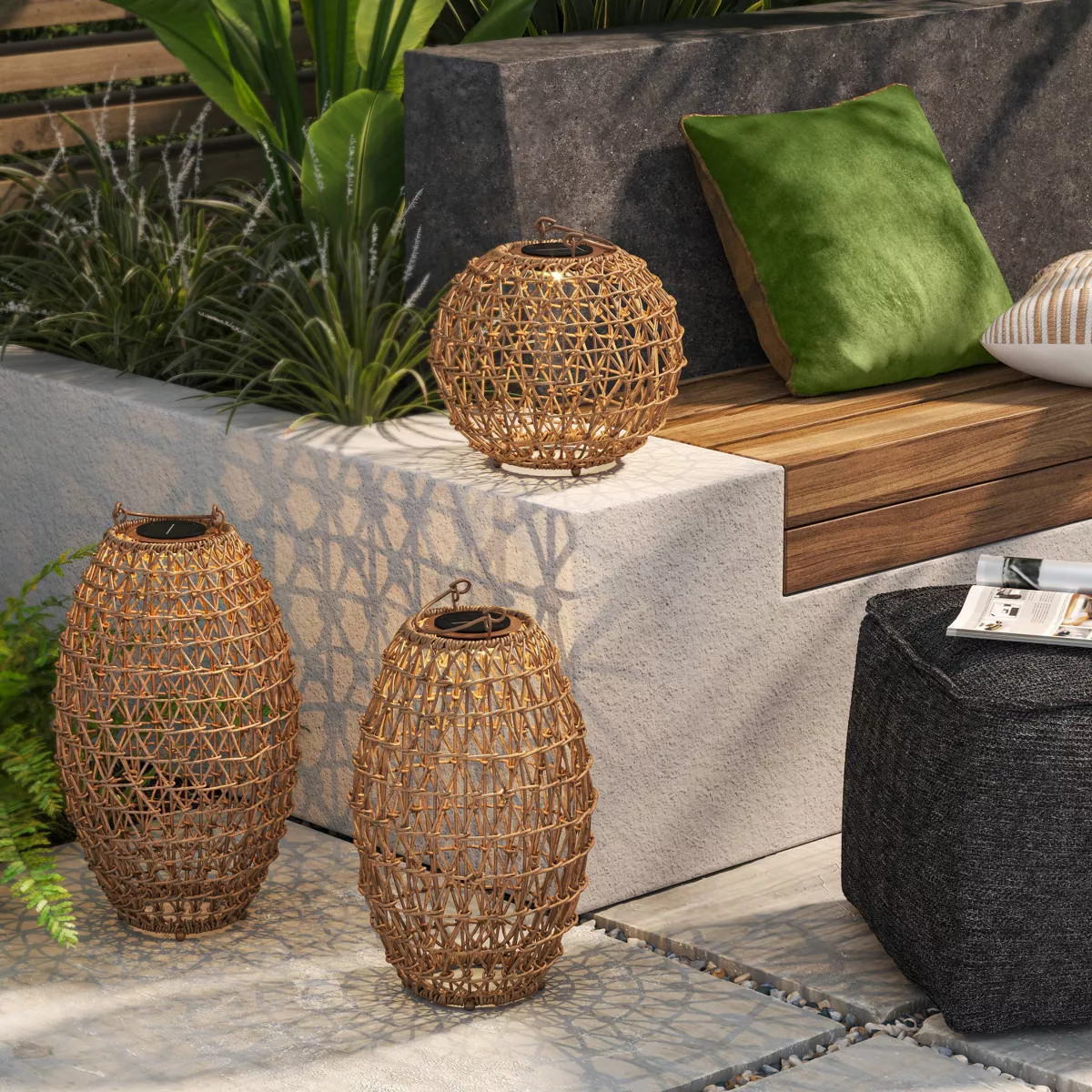 Open Weave LED Small Outdoor Lantern Beige - Threshold™ | Target