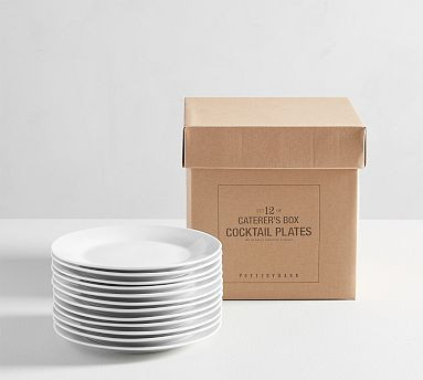 Caterer's Box Rim Porcelain Cocktail Plates - Set of 12 | Pottery Barn (US)