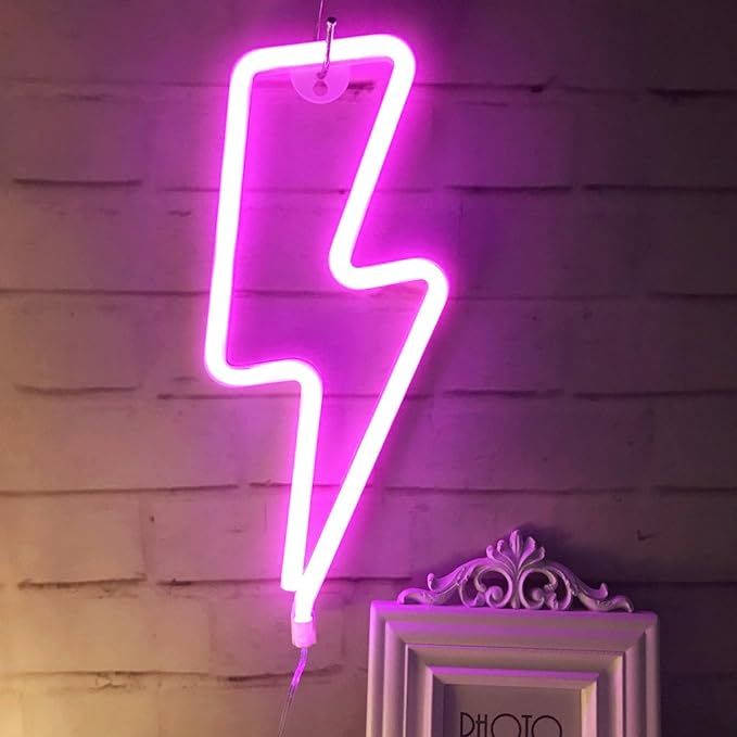 QiaoFei Lightning Neon Light,LED Lightning Sign Shaped Decor Light,Wall Decor for Christmas,Birth... | Amazon (US)