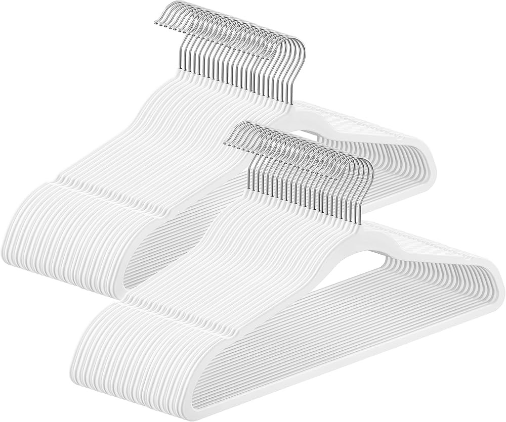 SONGMICS Rubber-Coated Plastic Hangers, 50 Pack Non-Slip Coat Hangers, Space-Saving Slim Clothes ... | Amazon (US)
