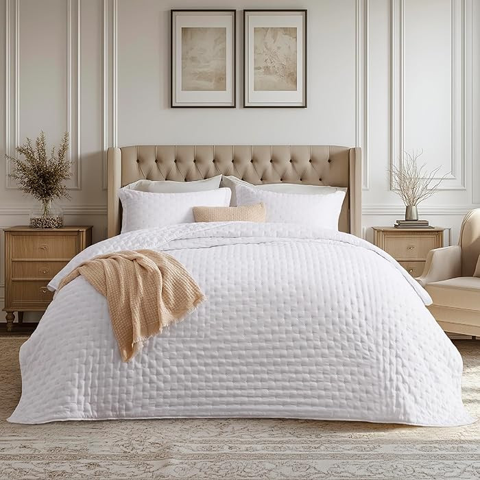 Bedsure Quilts Queen Size - Lightweight Comforter Queen Size for Summer, Bright White Bedspread Q... | Amazon (US)