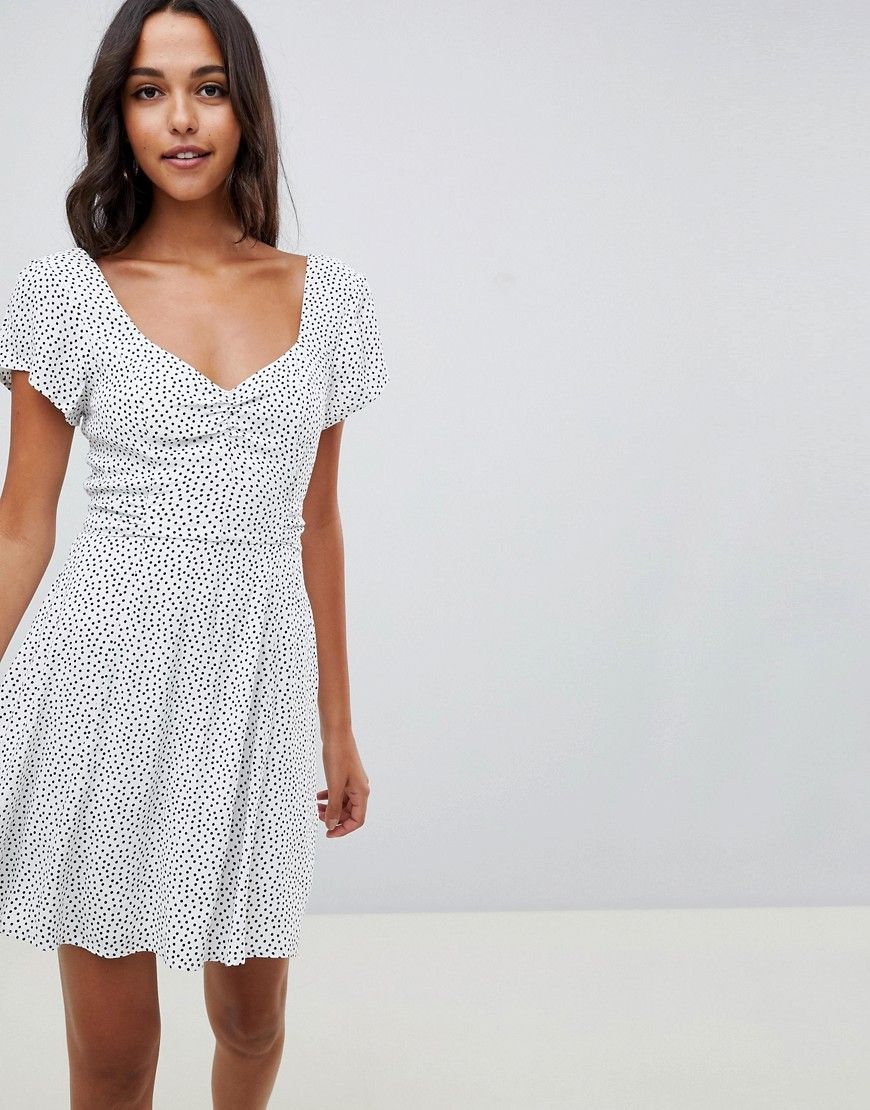 Abercrombie & Fitch tea dress with wrap detail in ditsy spot-Multi | ASOS (Global)