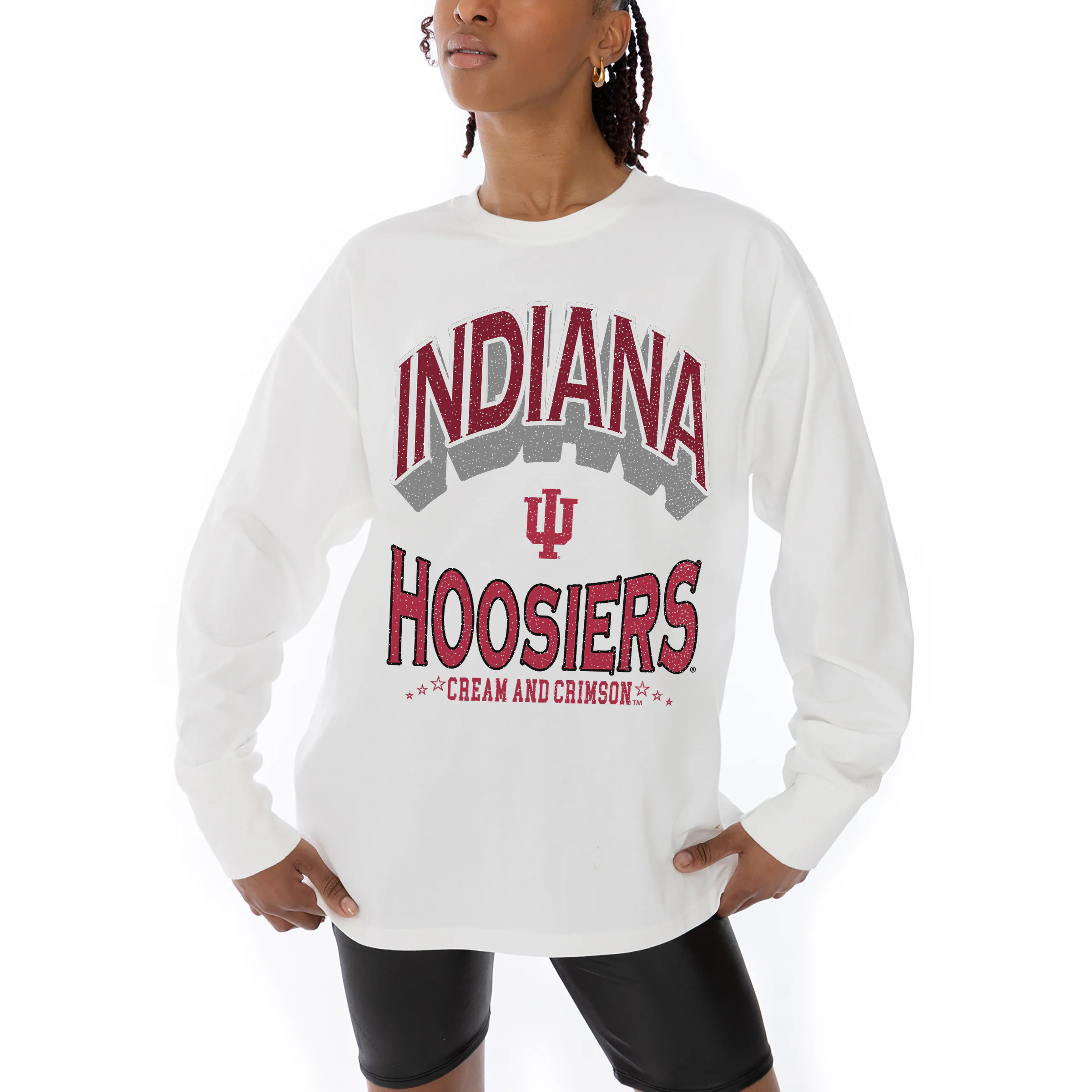 Indiana Hoosiers Gameday Couture Women's Midweight Oversized Long Sleeve T-Shirt - White | Fanatics