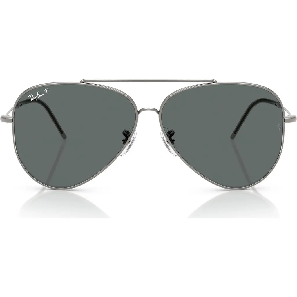 Ray-Ban Reverse 62mm Oversize Aviator Sunglasses in Gunmetal at Nordstrom | Nordstrom