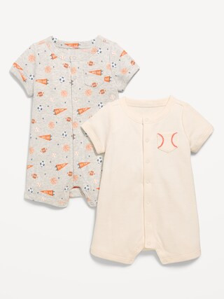 Short-Sleeve Ribbed Pocket One-Piece Romper 2-Pack for Baby | Old Navy (US)