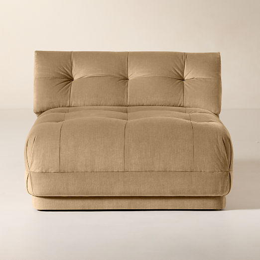 Belmond Tufted Light Brown Velvet Armless Chair | CB2 | CB2