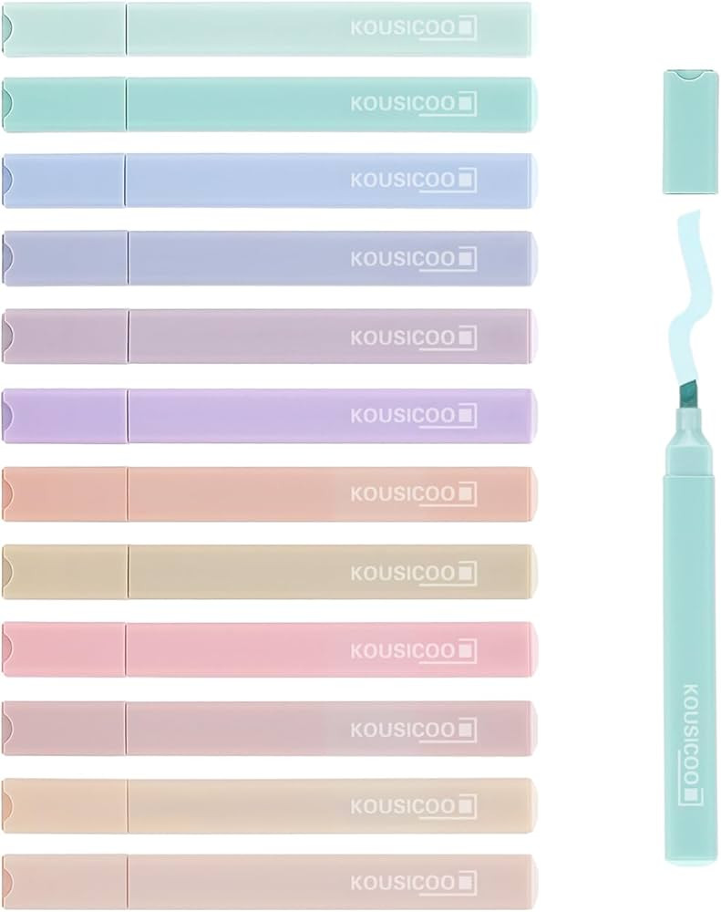 Aesthetic Cute Pastel Highlighters Set: 12 Assorted Colors No Bleed Pens Bible Markers Office Ess... | Amazon (US)