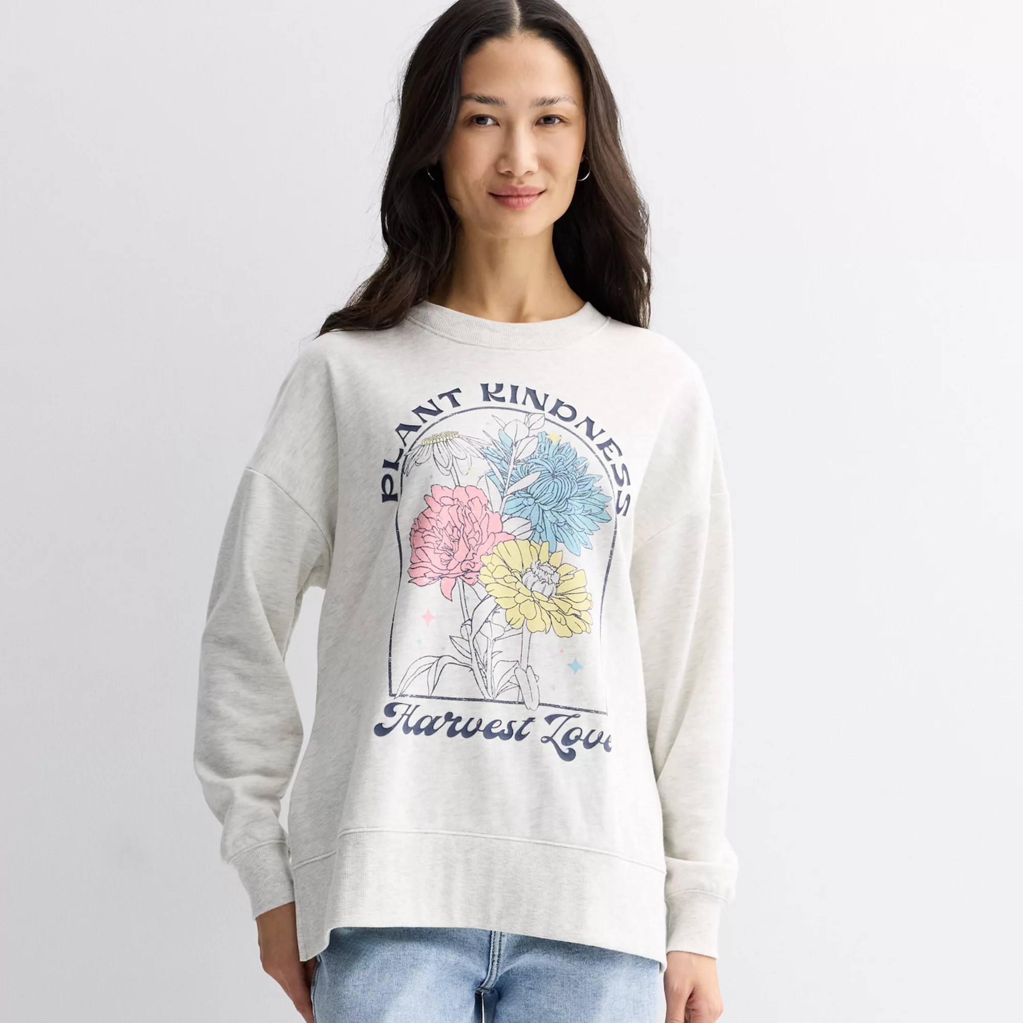 Women's Plant Kindness Harvest Love Graphic French Terry Pullover | Kohl's