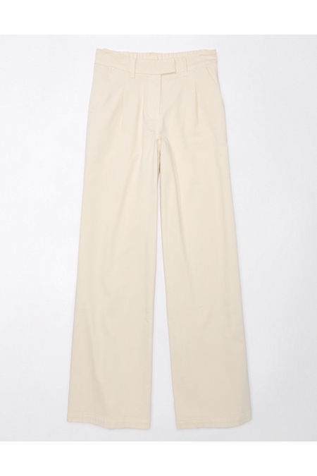 AE Dreamy Drape Stretch Poppy Trouser Women's Ivory 18 Regular | American Eagle Outfitters (US & CA)