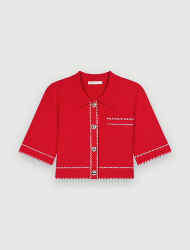 Contrast knit cardigan | Maje US
