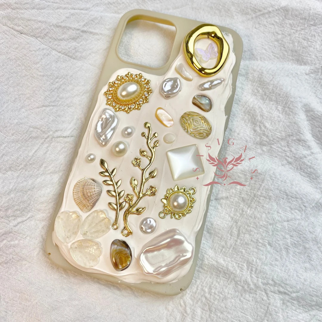 Beige Shell Mosaic Phone Case for All Brand - Etsy | Etsy (US)