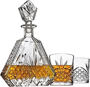 Whiskey Decanter Set with 2 Old Fashioned Whisky Glasses for Liquor Scotch Bourbon or Wine - Iris... | Amazon (US)