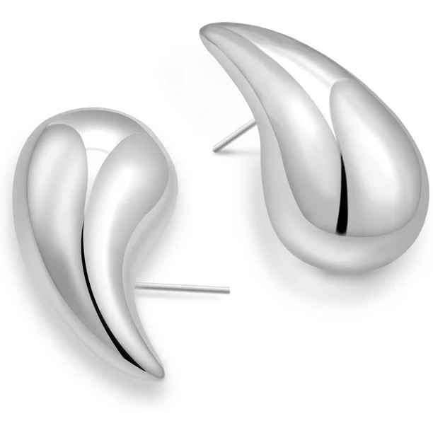 Chunky Gold Hoop Earrings for Women, Lightweight Waterdrop Hollow Open Hoops, Hypoallergenic Gold... | Walmart (US)