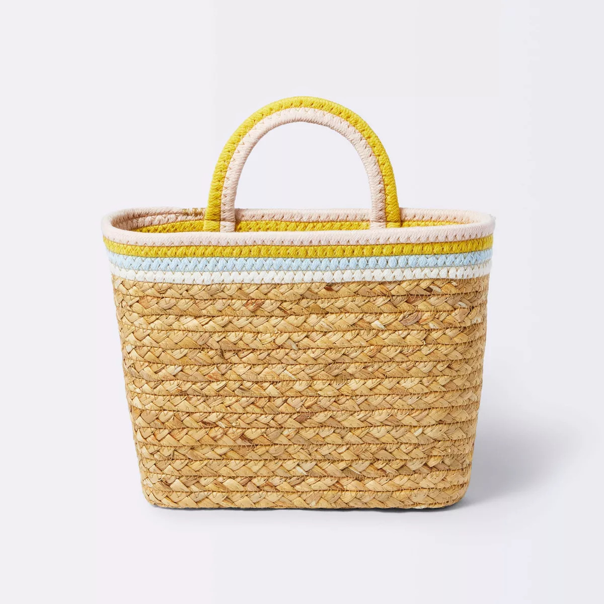Wall Hanging Natural Woven Basket with Coiled Rope Handle - Pink - Cloud Island™ | Target