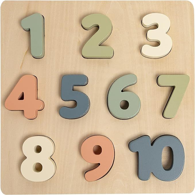 Pearhead Wooden 123 Numbers Puzzle, Easter Basket Stuffers Toddler Boys and Girls, Colorful Count... | Amazon (US)