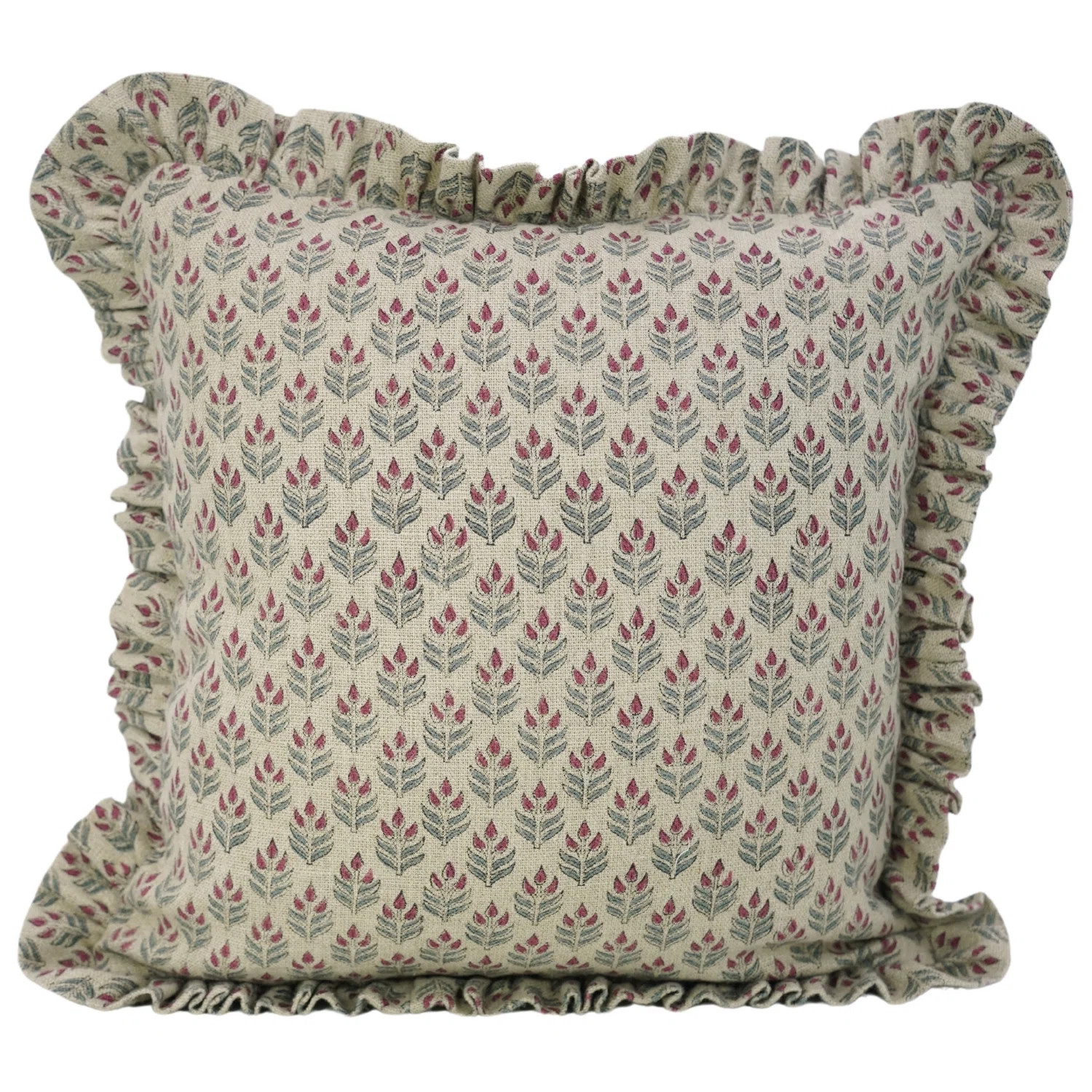Fabdivine Alia Linen Frill Pillow Cover 24x24 Inch – Boho Farmhouse Lumbar Cushion, Both Sides ... | Wayfair North America