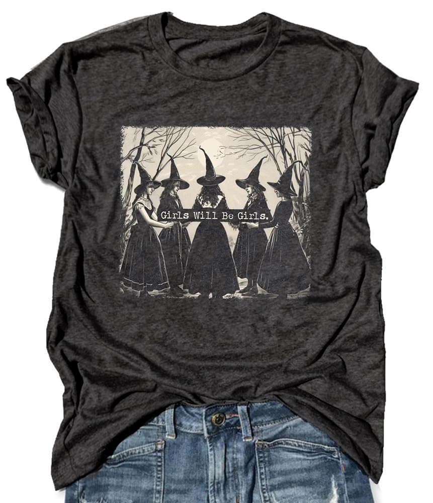 Basic Witch Halloween T Shirt Women Vintage Graphic Coffee Tees Shirt Short Sleeve Casual Funny H... | Amazon (US)