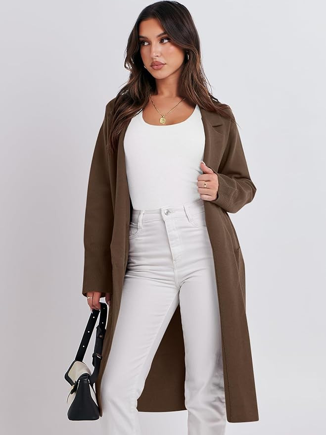 Caracilia Womens Open Front Cardigan Sweaters Long Oversized Lapel Knit Cotigan Outerwear Trendy ... | Amazon (US)