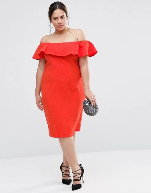 Live In Love Plus Bardot Dress With Ruffle Detail | ASOS US