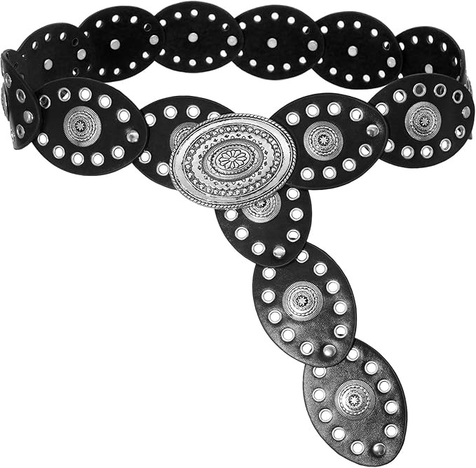 Heyjoin Oval Disc Belt for Women Wide Leather Concho Belts Boho Western Disc Link | Amazon (CA)