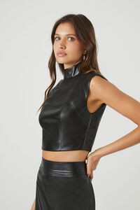 Faux Leather Mock Neck Crop Top | Forever 21 (US)