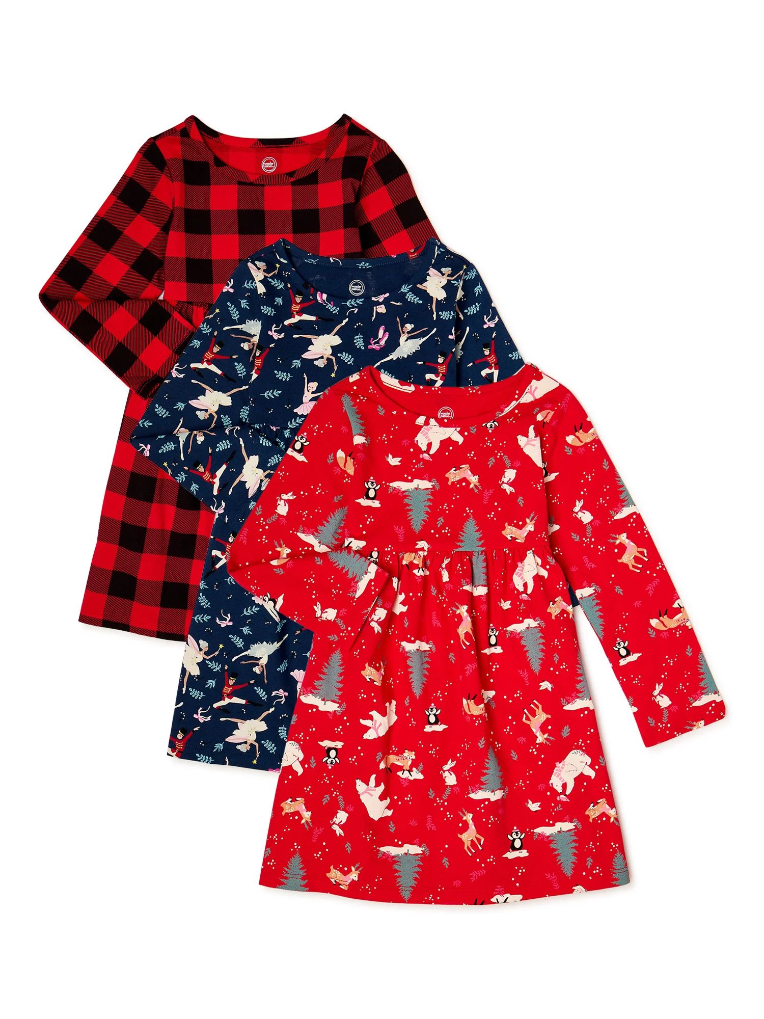 Wonder Nation Baby & Toddler Girls’ Knit Dress, 3-Pack, Sizes 12M-5T | Walmart (US)