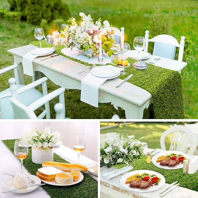 Artificial Grass Table Runners - Synthetic Grass Table Runner for Wedding Party, Birthday, Banque... | Amazon (US)