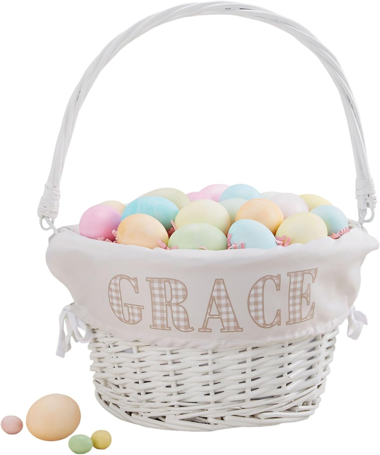 Personalization Universe Personalized Gingham Name Hand-Woven Easter Basket with Folding Drop-Dow... | Amazon (US)